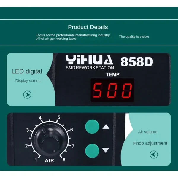YIHUA 858D Hot Air Station SMD BGA Rework Station 6