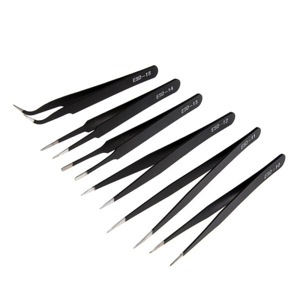 6pcs Tweezers Set Precision Anti-static Stainless Steel ESD Electronic Repair