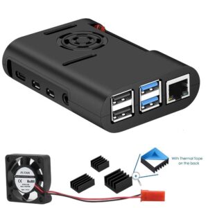 Raspberry Pi Case + Cooling Fan +Heatsink For Raspberry Pi 4 Model B, Pi 4B, Pi 4