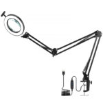desk lamp with LED and magnifying glass