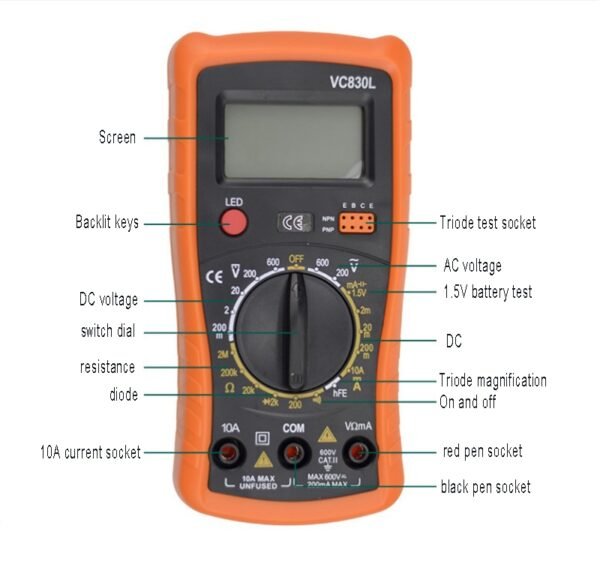 VC830L Digital Multimeter Handheld LCD Backlight main