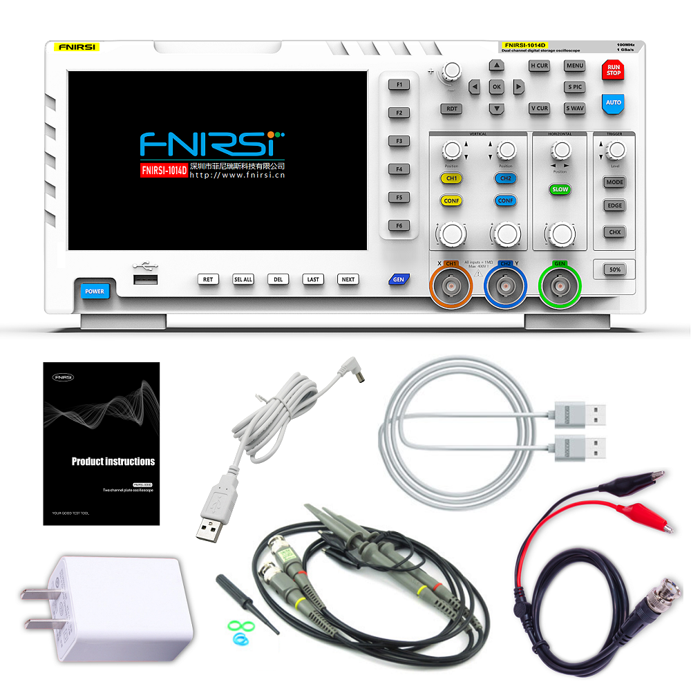 FNIRSI 1014D Digital Oscilloscope 2 In 1 Dual Channel Input Signal Generator all