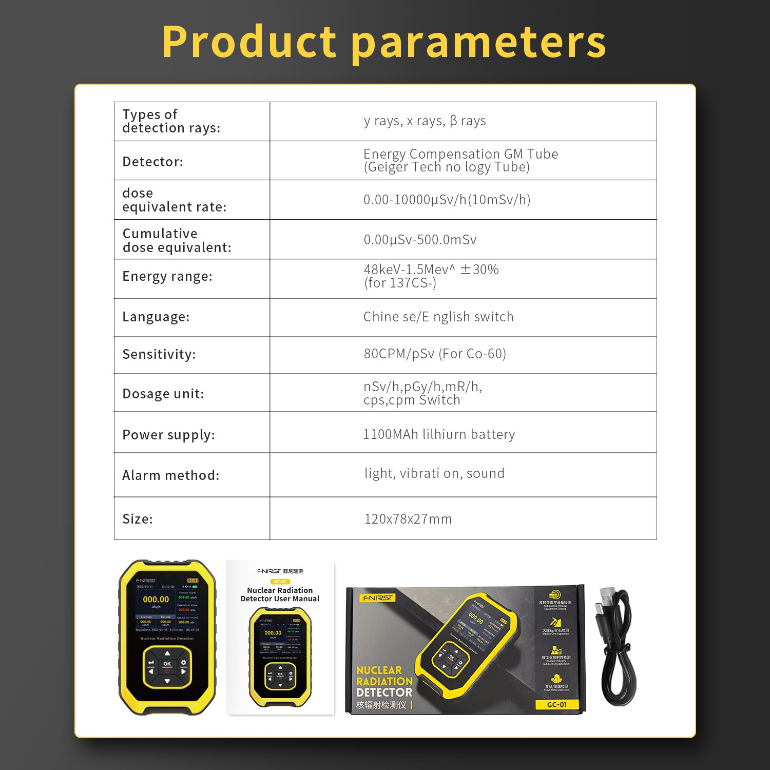 Fnirsi Gc Geiger Counter Nuclear Radiation Personal Dosimeter Detector Kunkune