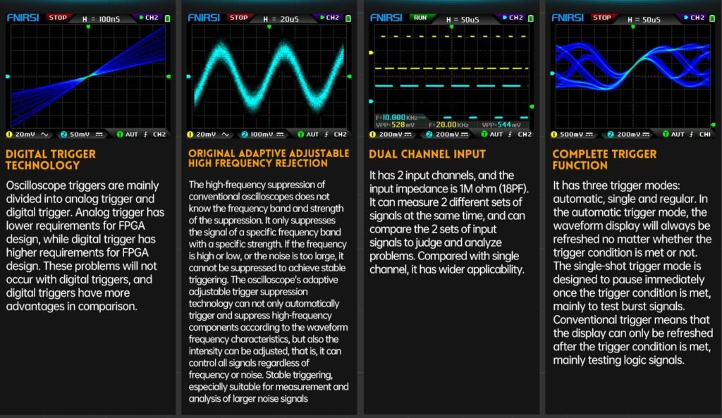 FNIRSI DPOX180H Handheld Dual Channel Digital Oscilloscope 180MHz 3DB 2 In 1 Function Signal 2 2