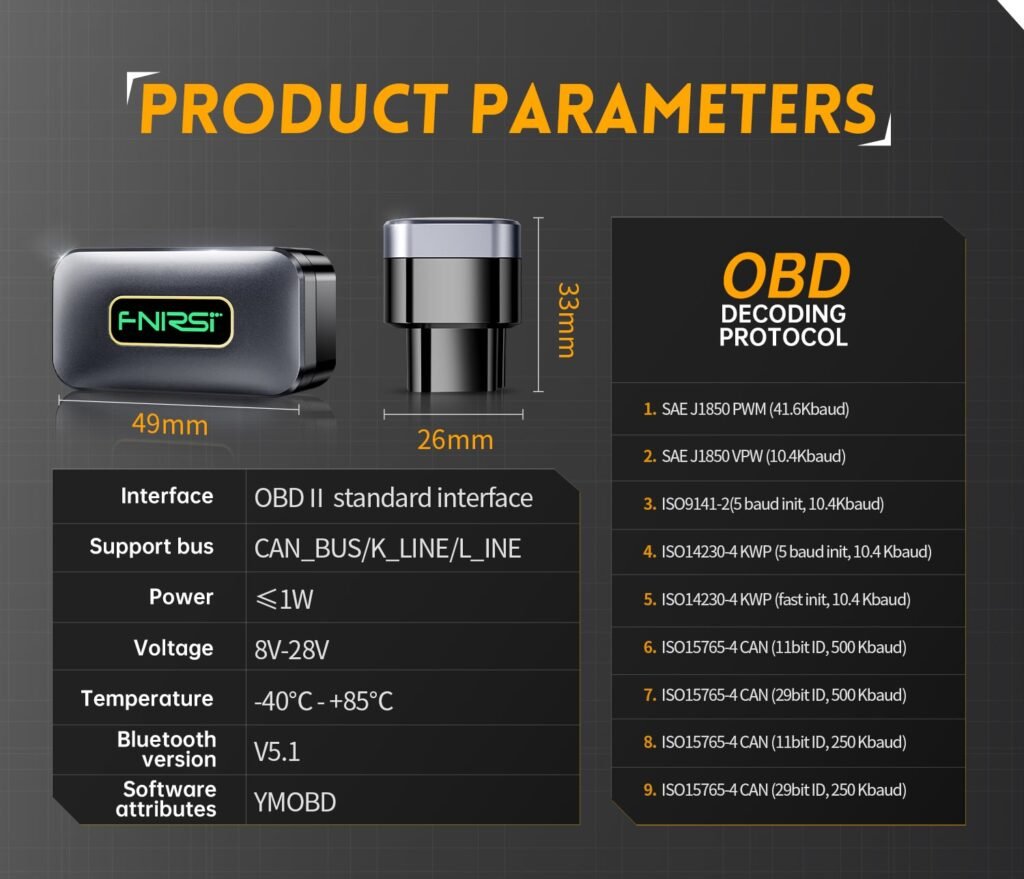 FNIRSI FD10 Car OBDII Bluetooth Diagnostic T min