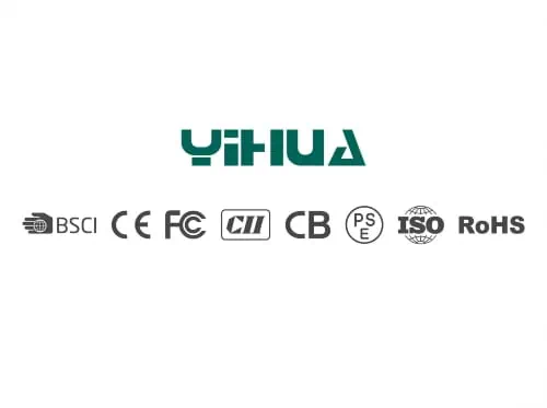 Certification logos including BSCI, CE, FCC, and ISO on Kunkune products.