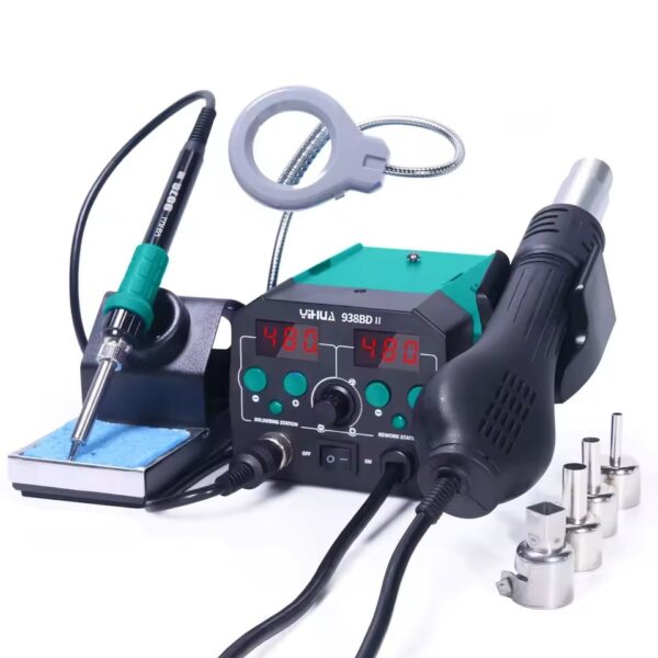 YIHUA 938BD-II 740W Digital Soldering Station Hot Air Rework + LED