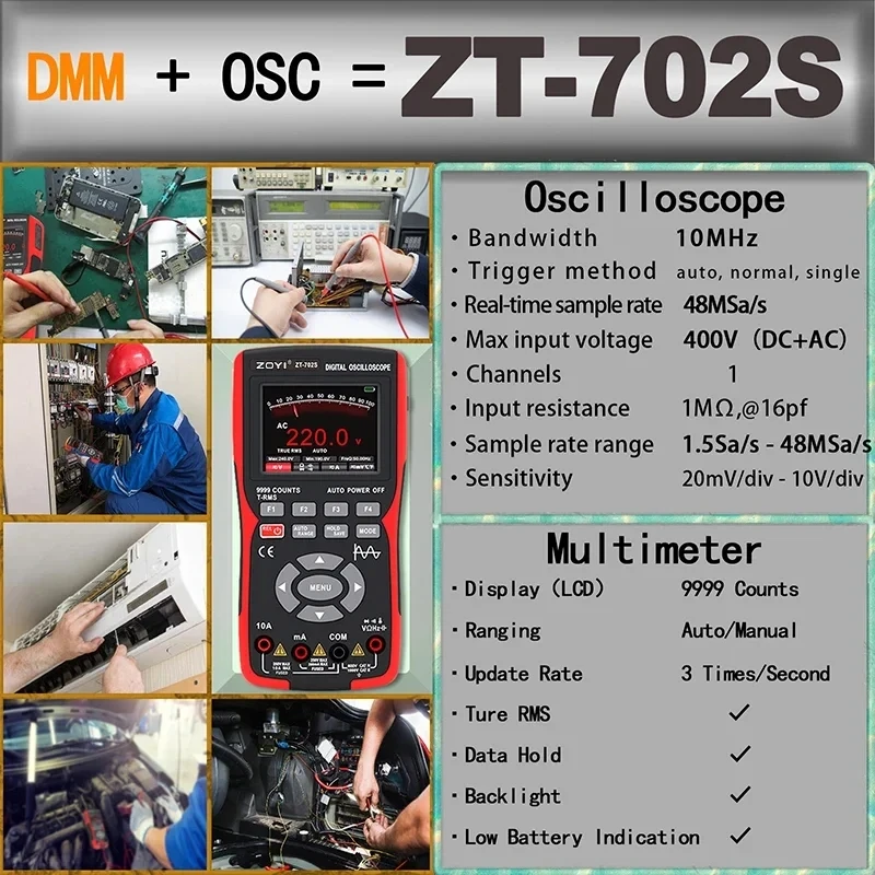 Zoyi ZT 702S Digital Osciloscope Multimeter 2in 1
