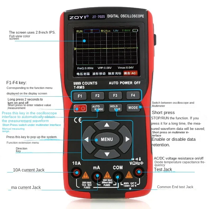 Zoyi ZT 702S Digital Osciloscope Multimeter how to
